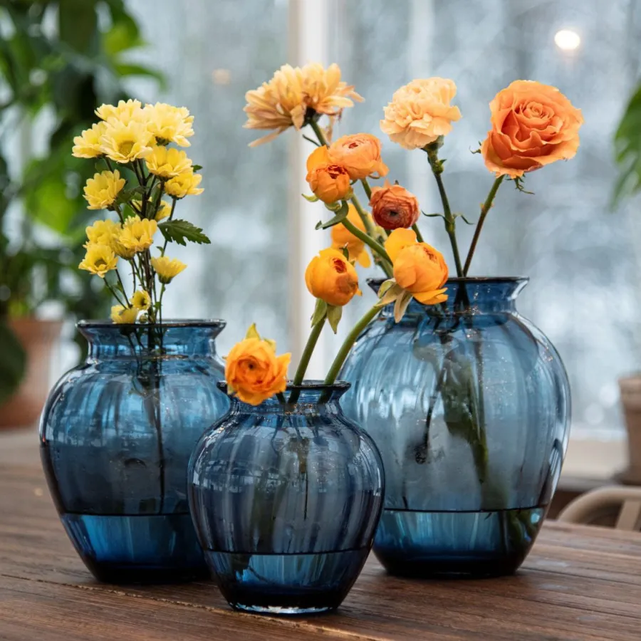 HADELAND GLASSVERK Vaser-EMILY VASE 26,5 CM BLÅ OPTIKK