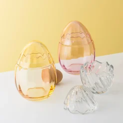 HADELAND GLASSVERK AS Påskepynt-GLASSEGG MED LOKK KLAR GUL 15 CM