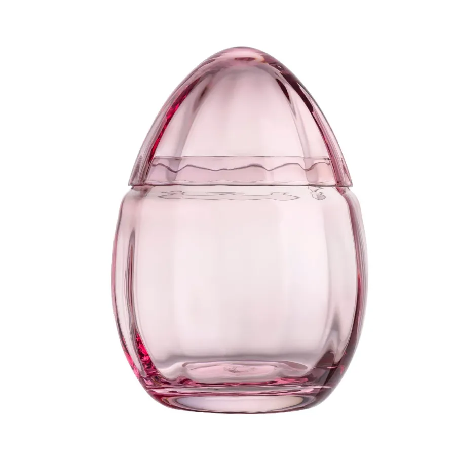 HADELAND GLASSVERK AS Påskepynt-GLASSEGG MED LOKK KLAR ROSA 15 CM