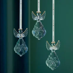 HADELAND GLASSVERK Julepynt-GLASSENGEL SNØFNUGG 3 PK