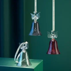 HADELAND GLASSVERK Julepynt-GLASSENGLER KLOKKE MIX 3 PK