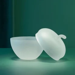 HADELAND GLASSVERK Julepynt-GLASSEPLE M/LOKK HVIT FROSTET 13,5 X 12,3 CM