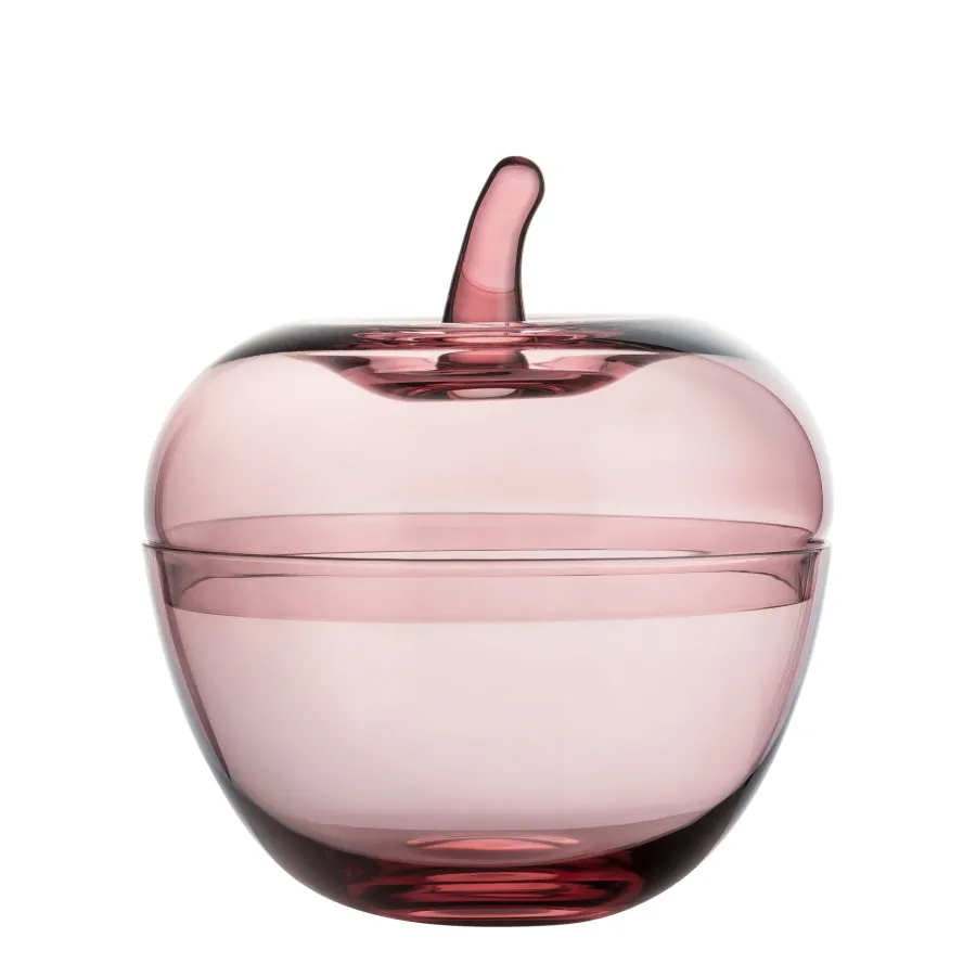 HADELAND GLASSVERK Julepynt-GLASSEPLE M/LOKK ROSA 13,5 X 12,3 CM