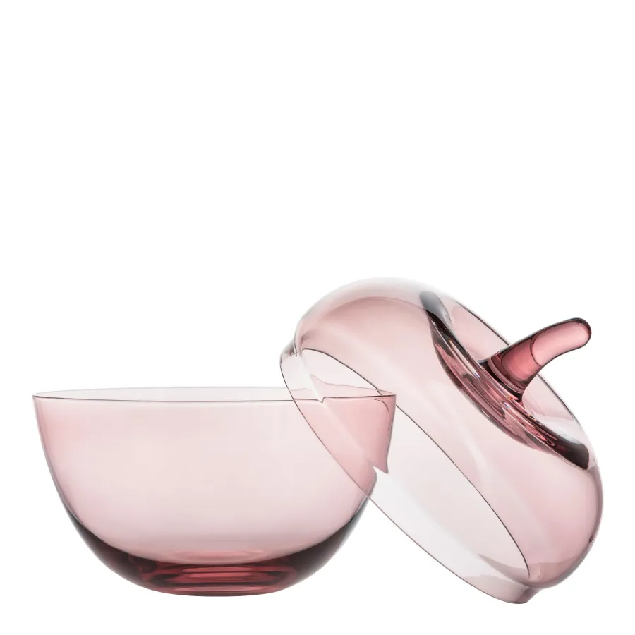 HADELAND GLASSVERK Julepynt-GLASSEPLE M/LOKK ROSA 13,5 X 12,3 CM