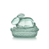 HADELAND GLASSVERK Påskepynt-GLASSKANIN MED LOKK GRØNN KLAR 11 CM