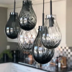 HADELAND GLASSVERK Taklamper|Dråpe-GLITRE DRÅPER 5 STK Røkgrå