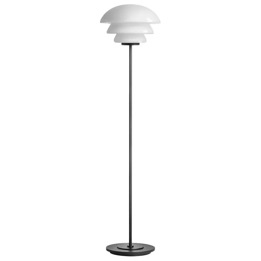 HADELAND GLASSVERK AS Gulvlamper|Gulvlamper-GULVLAMPE 4006 MED SORT METALLFOT Hvit