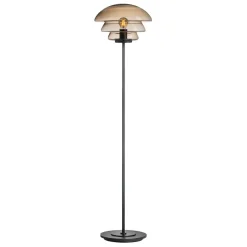 HADELAND GLASSVERK AS Gulvlamper|Gulvlamper-GULVLAMPE 4006 MED SORT METALLFOT Kakao