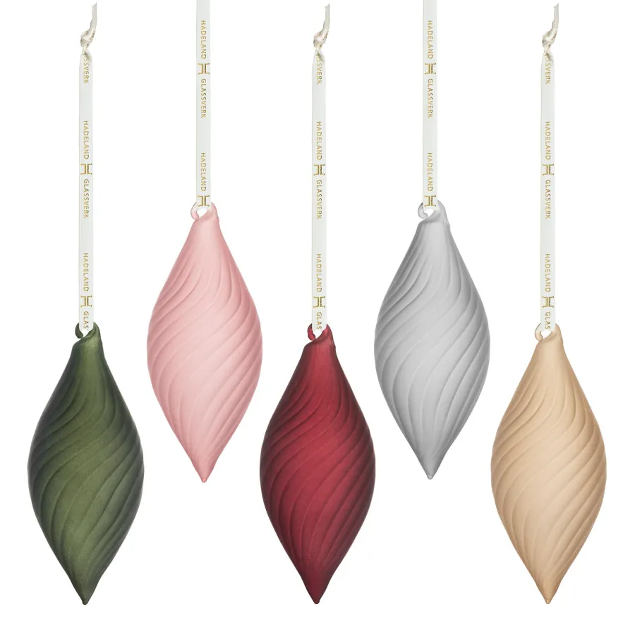 HADELAND GLASSVERK Julepynt-GYLENKLANG TWIST FROSTET 5 PK