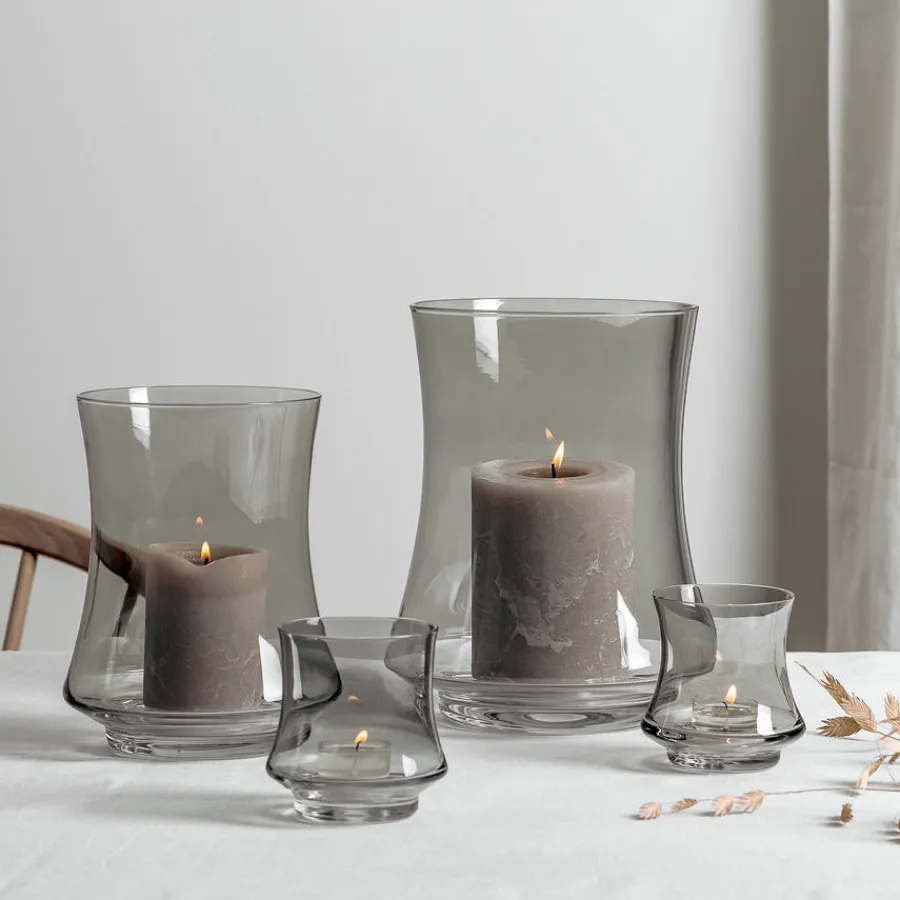 HADELAND GLASSVERK AS Lyslykter Og Lanterner-HANABI LYSLYKT 10 CM 2PK GRÅ Røkgrå