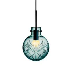 HADELAND GLASSVERK Taklamper|Krystallkuler-KRYSTALLKULE TAKLAMPE FINN BLÅGRØNN 160MM Blågrønn
