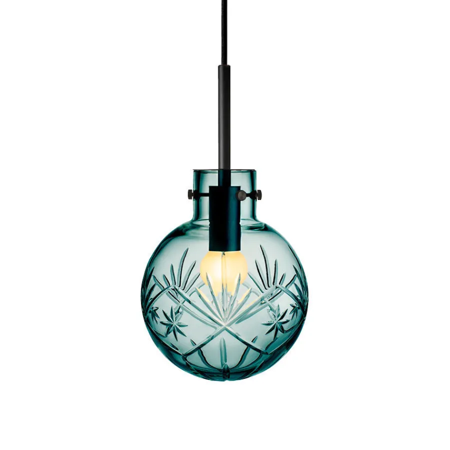 HADELAND GLASSVERK Taklamper|Krystallkuler-KRYSTALLKULE TAKLAMPE FINN BLÅGRØNN 160MM Blågrønn