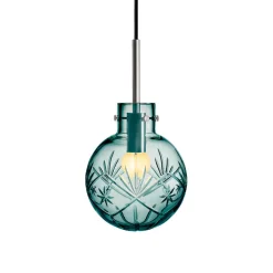 HADELAND GLASSVERK Taklamper|Krystallkuler-KRYSTALLKULE TAKLAMPE FINN BLÅGRØNN 160MM Blågrønn
