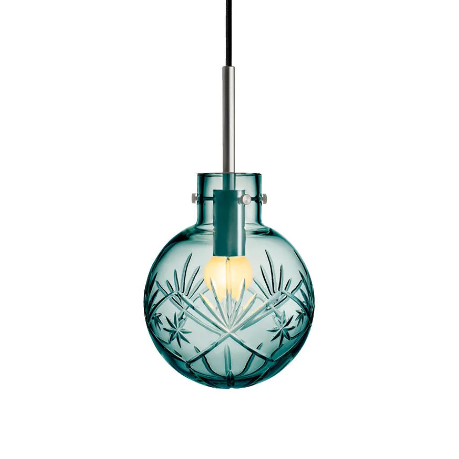HADELAND GLASSVERK Taklamper|Krystallkuler-KRYSTALLKULE TAKLAMPE FINN BLÅGRØNN 160MM Blågrønn