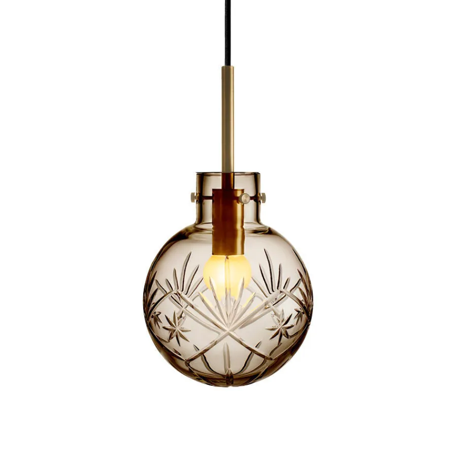 HADELAND GLASSVERK Taklamper|Krystallkuler-KRYSTALLKULE TAKLAMPE FINN 160MM Kakao