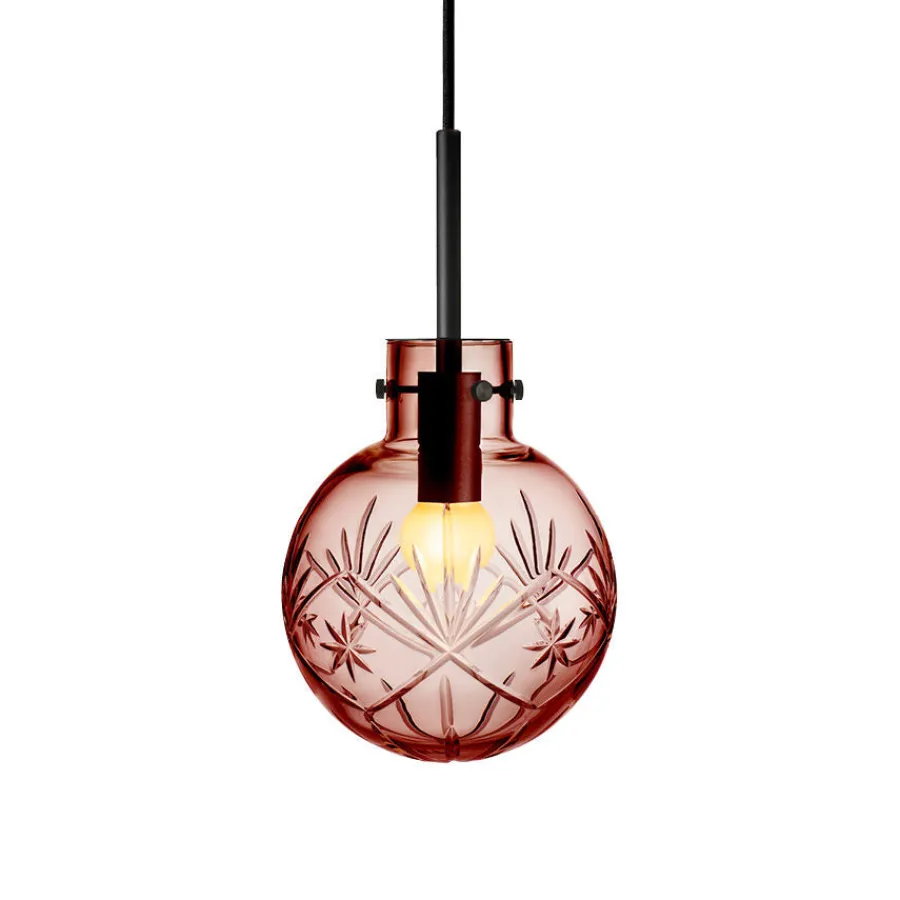 HADELAND GLASSVERK Taklamper|Krystallkuler-KRYSTALLKULE TAKLAMPE FINN MORGENRØD 160MM Morgenrød