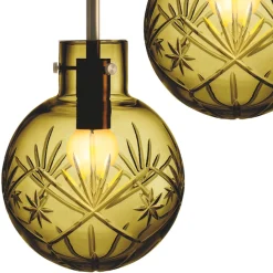 HADELAND GLASSVERK Taklamper|Krystallkuler-KRYSTALLKULE TAKLAMPE FINN 120MM Oliven