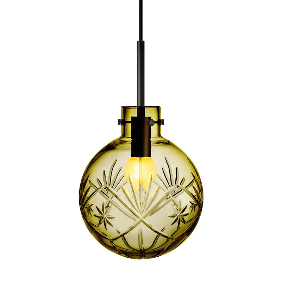HADELAND GLASSVERK AS Taklamper|Krystallkuler-KRYSTALLKULE TAKLAMPE FINN 200MM Oliven