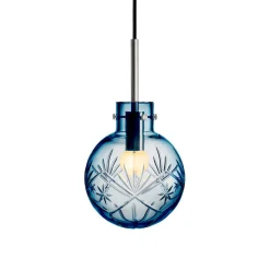 HADELAND GLASSVERK Taklamper|Krystallkuler-KRYSTALLKULE TAKLAMPE FINN STÅLBLÅ 160MM Stålblå
