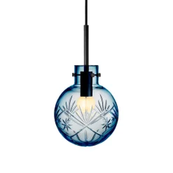 HADELAND GLASSVERK Taklamper|Krystallkuler-KRYSTALLKULE TAKLAMPE FINN STÅLBLÅ 160MM Stålblå