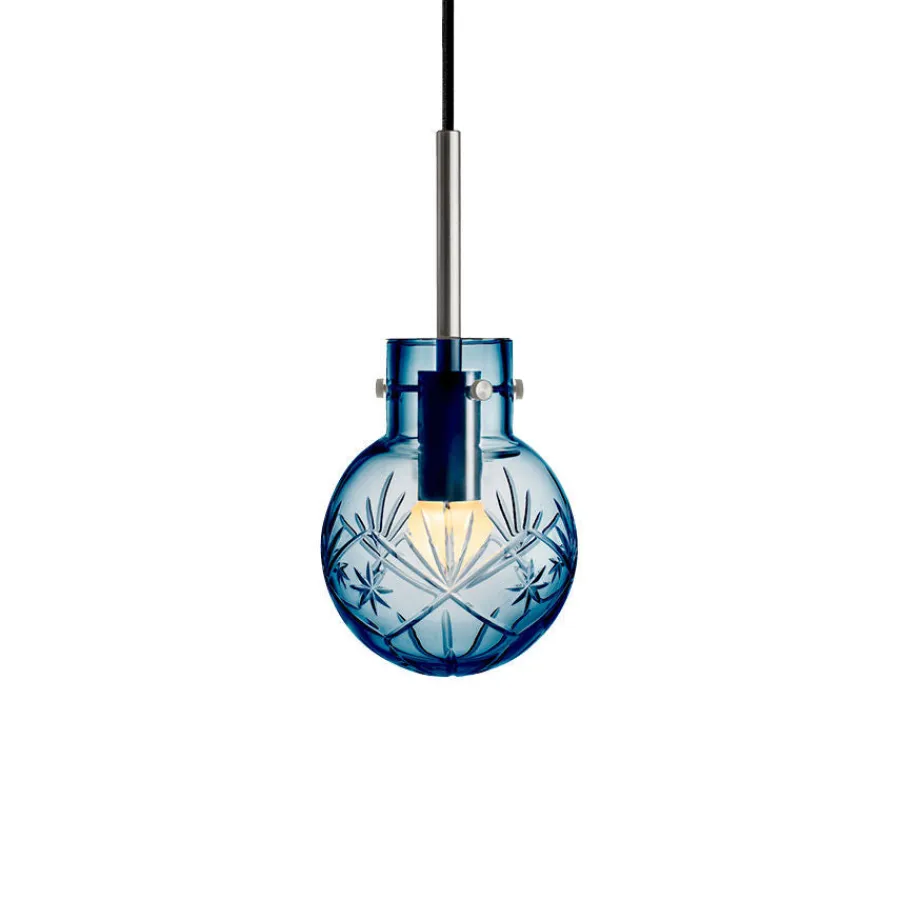 HADELAND GLASSVERK Taklamper|Krystallkuler-KRYSTALLKULE TAKLAMPE FINN STÅLBLÅ 120MM Stålblå