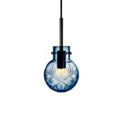 HADELAND GLASSVERK Taklamper|Krystallkuler-KRYSTALLKULE TAKLAMPE FINN STÅLBLÅ 120MM Stålblå