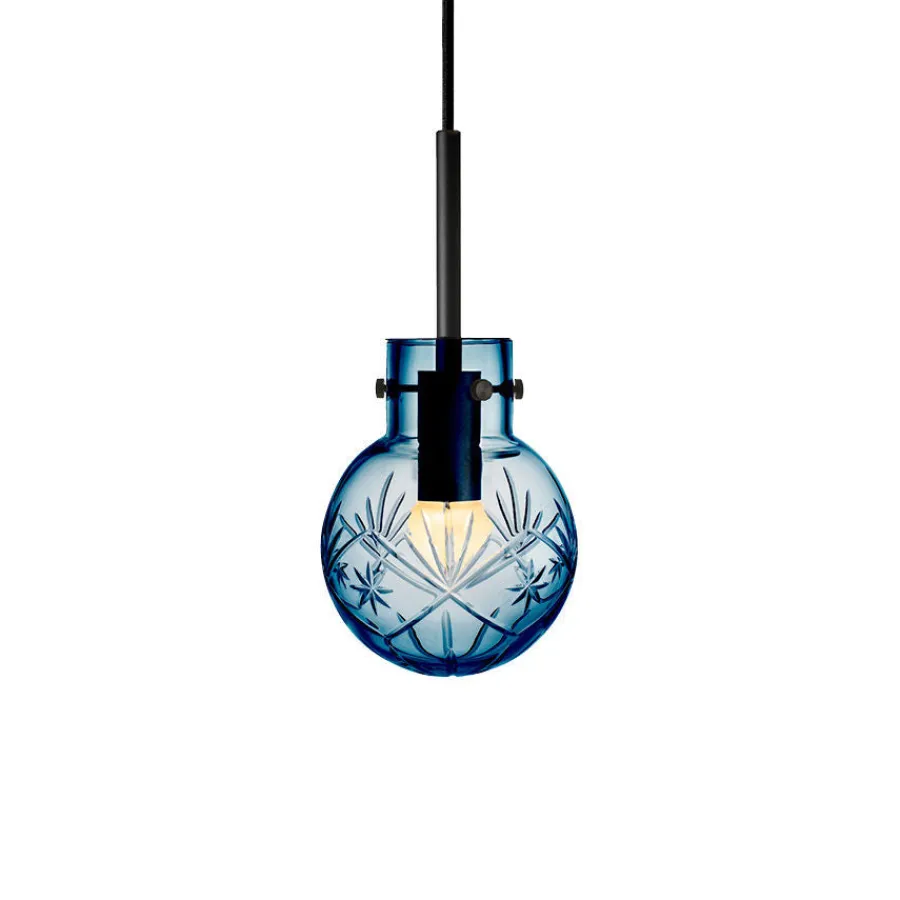 HADELAND GLASSVERK Taklamper|Krystallkuler-KRYSTALLKULE TAKLAMPE FINN STÅLBLÅ 120MM Stålblå