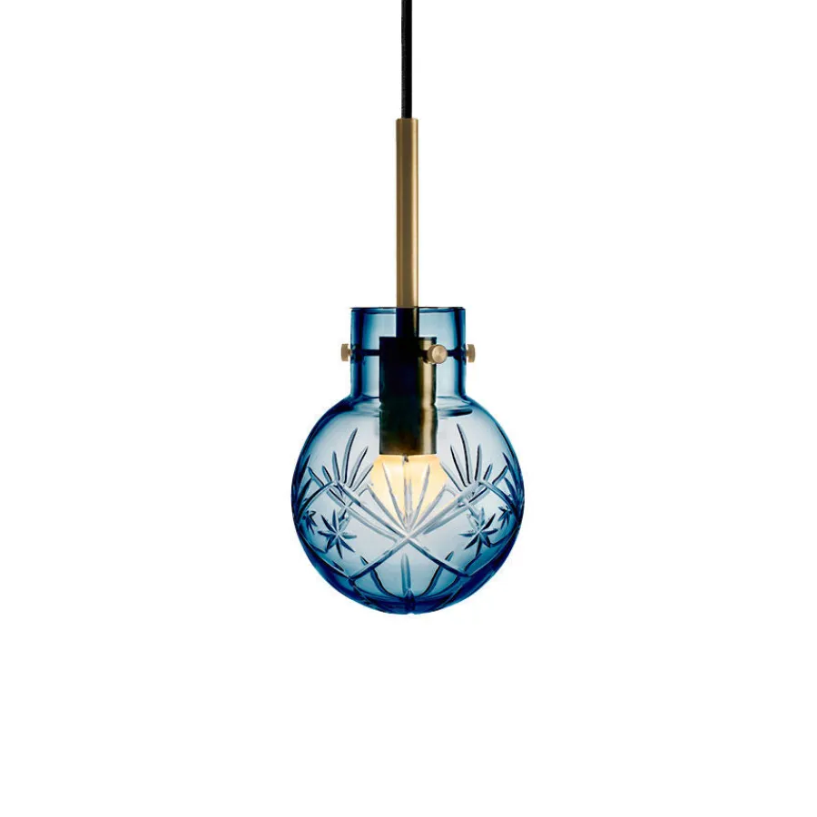 HADELAND GLASSVERK Taklamper|Krystallkuler-KRYSTALLKULE TAKLAMPE FINN STÅLBLÅ 120MM Stålblå