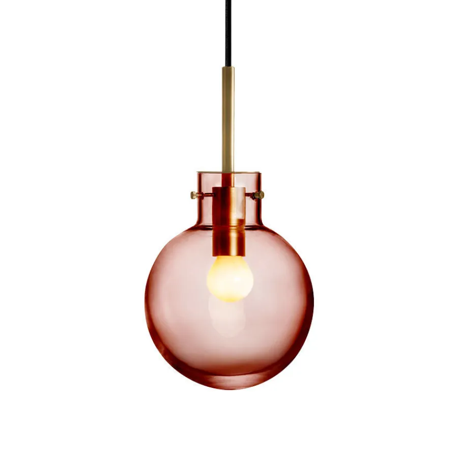 HADELAND GLASSVERK Taklamper|Krystallkuler-KRYSTALLKULE TAKLAMPE GLATT MORGENRØD 160MM Morgenrød