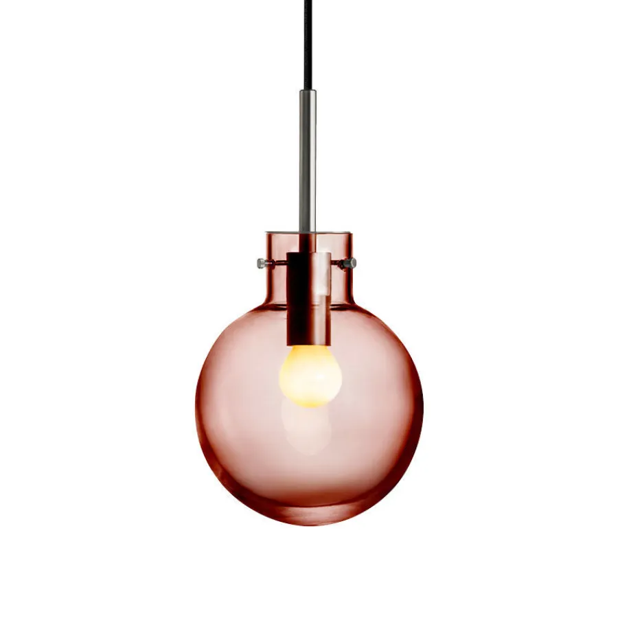 HADELAND GLASSVERK Taklamper|Krystallkuler-KRYSTALLKULE TAKLAMPE GLATT MORGENRØD 160MM Morgenrød