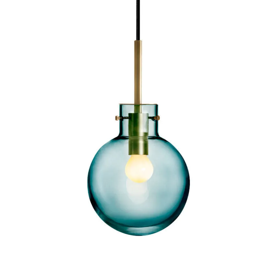 HADELAND GLASSVERK Taklamper|Krystallkuler-KRYSTALLKULE TAKLAMPE GLATT BLÅGRØNN 160MM Blågrønn
