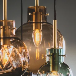 HADELAND GLASSVERK Taklamper|Krystallkuler-KRYSTALLKULE TAKLAMPE GLATT 160MM Oliven