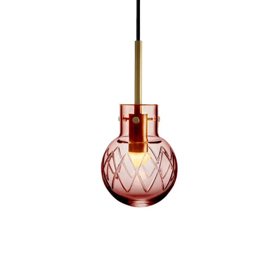 HADELAND GLASSVERK Taklamper|Krystallkuler-KRYSTALLKULE TAKLAMPE KRYSS MORGENRØD 120MM Morgenrød