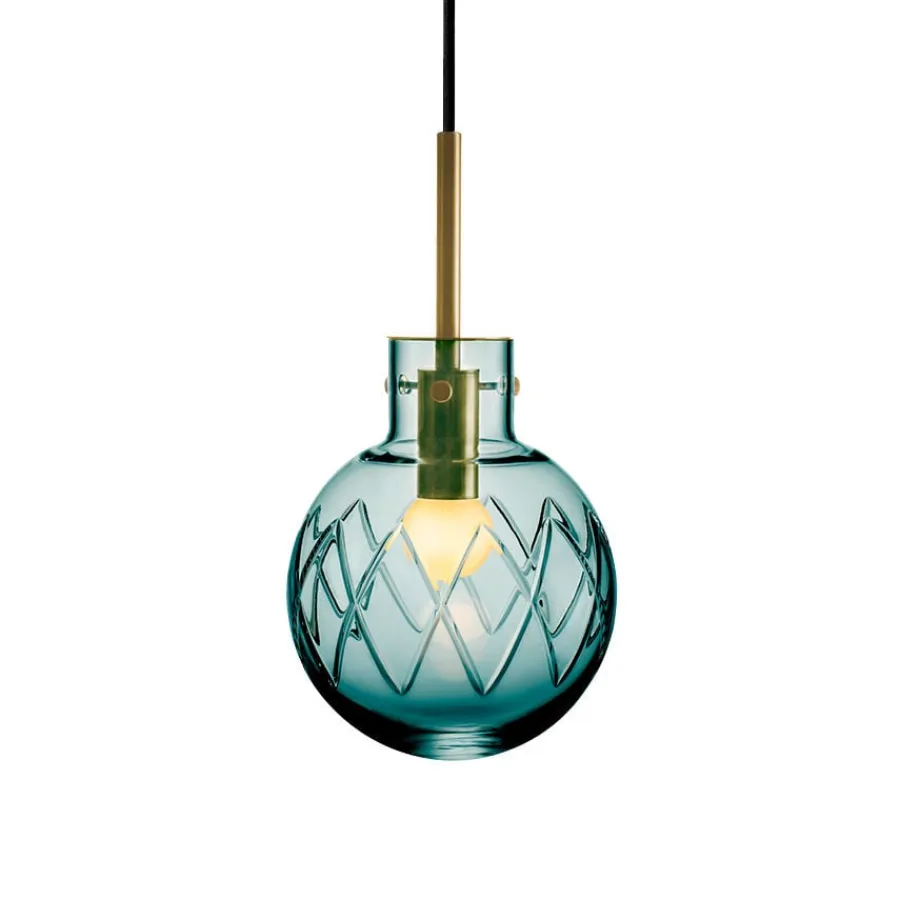 HADELAND GLASSVERK Taklamper|Krystallkuler-KRYSTALLKULE TAKLAMPE KRYSS BLÅGRØNN 160MM Blågrønn
