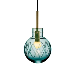 HADELAND GLASSVERK Taklamper|Krystallkuler-KRYSTALLKULE TAKLAMPE KRYSS BLÅGRØNN 160MM Blågrønn