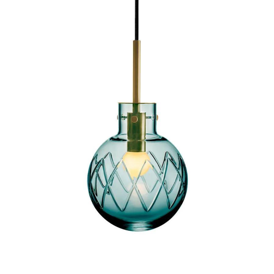 HADELAND GLASSVERK Taklamper|Krystallkuler-KRYSTALLKULE TAKLAMPE KRYSS BLÅGRØNN 160MM Blågrønn