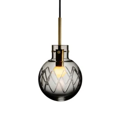 HADELAND GLASSVERK Taklamper|Krystallkuler-KRYSTALLKULE TAKLAMPE KRYSS RØKGRÅ 160MM Røkgrå