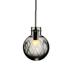 HADELAND GLASSVERK Taklamper|Krystallkuler-KRYSTALLKULE TAKLAMPE KRYSS RØKGRÅ 160MM Røkgrå