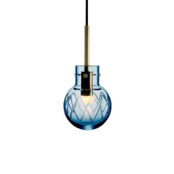 HADELAND GLASSVERK Taklamper|Krystallkuler-KRYSTALLKULE TAKLAMPE KRYSS STÅLBLÅ 120MM Stålblå