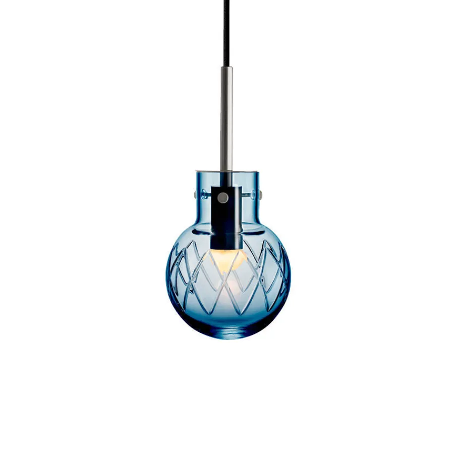 HADELAND GLASSVERK Taklamper|Krystallkuler-KRYSTALLKULE TAKLAMPE KRYSS STÅLBLÅ 120MM Stålblå