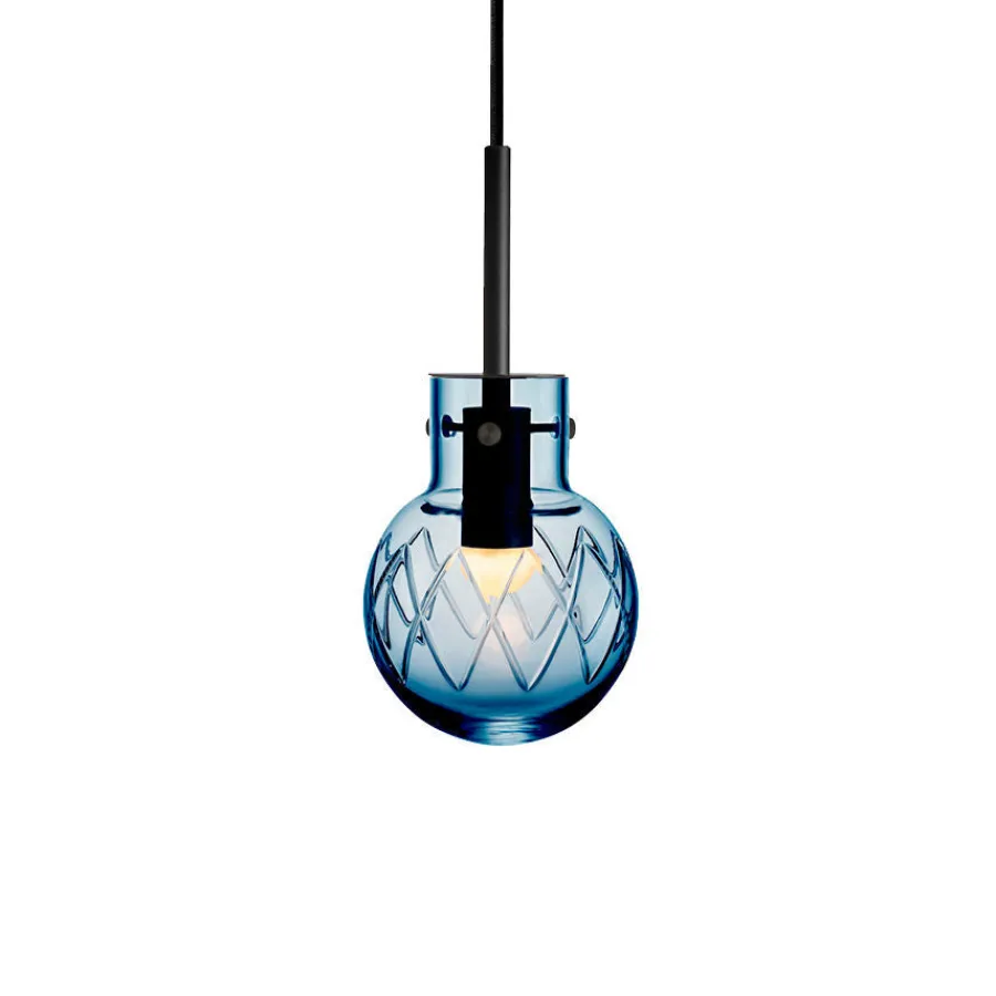 HADELAND GLASSVERK Taklamper|Krystallkuler-KRYSTALLKULE TAKLAMPE KRYSS STÅLBLÅ 120MM Stålblå