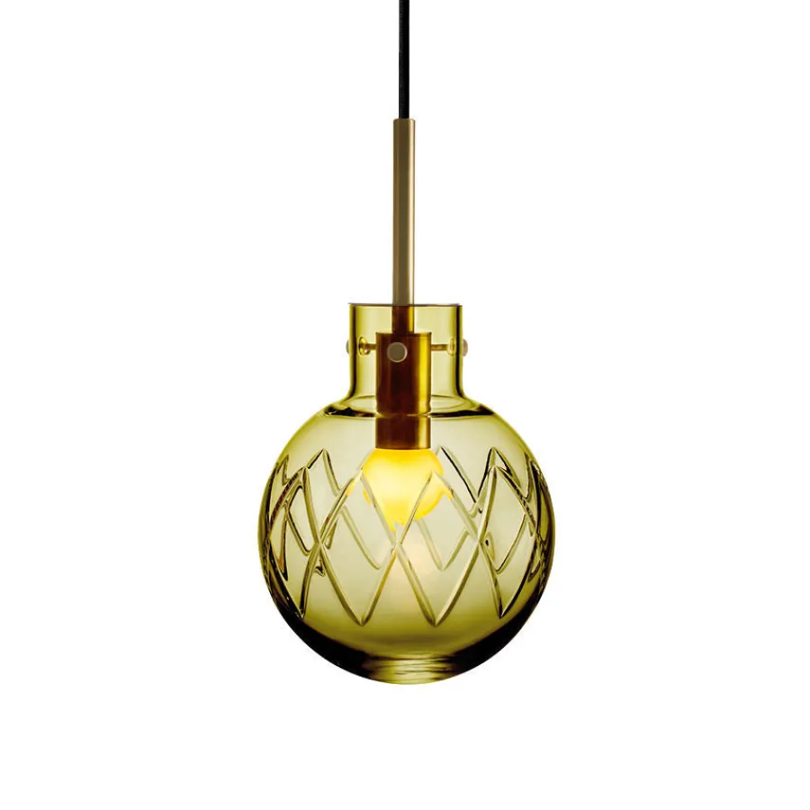 HADELAND GLASSVERK Taklamper|Krystallkuler-KRYSTALLKULE TAKLAMPE KRYSS 160MM Oliven