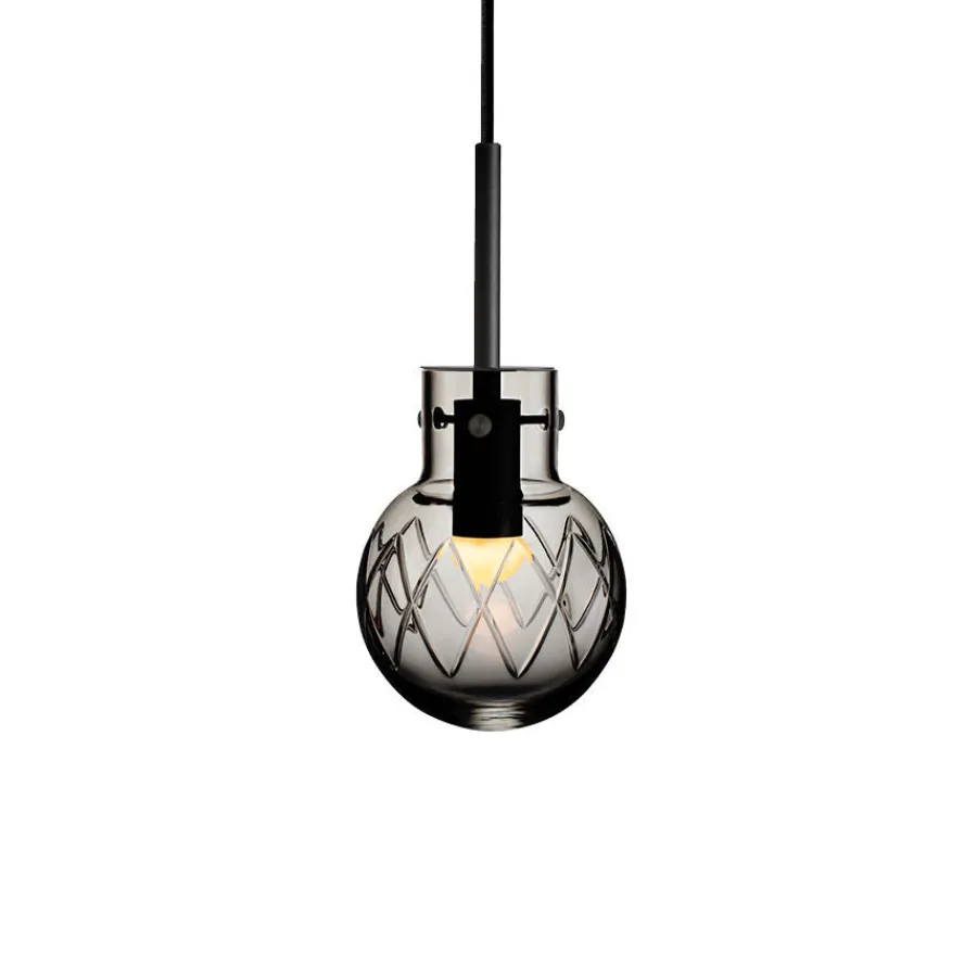 HADELAND GLASSVERK Taklamper|Krystallkuler-KRYSTALLKULE TAKLAMPE KRYSS RØKGRÅ 120MM Røkgrå