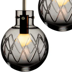 HADELAND GLASSVERK Taklamper|Krystallkuler-KRYSTALLKULE TAKLAMPE KRYSS RØKGRÅ 120MM Røkgrå