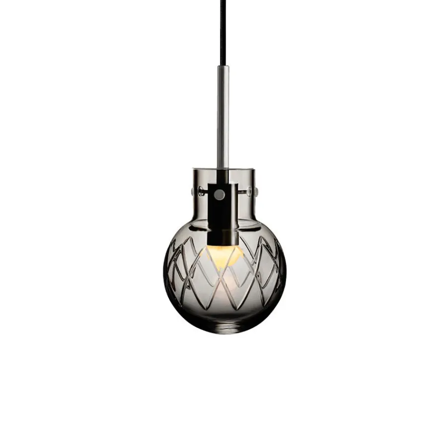 HADELAND GLASSVERK Taklamper|Krystallkuler-KRYSTALLKULE TAKLAMPE KRYSS RØKGRÅ 120MM Røkgrå
