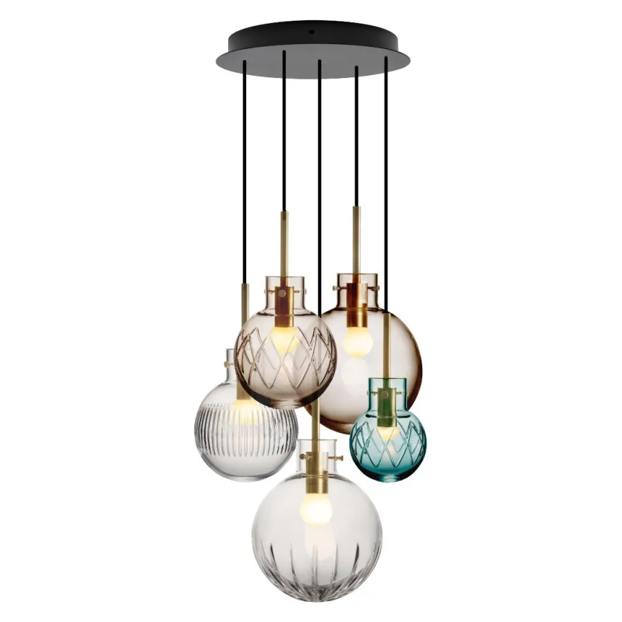 HADELAND GLASSVERK Taklamper|Krystallkuler-KRYSTALLKULE TAKLAMPE MORGENDIS 5 STK Flerfarget