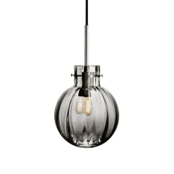 HADELAND GLASSVERK Taklamper|Krystallkuler-KRYSTALLKULE TAKLAMPE OPTIKK RØKGRÅ 160MM Røkgrå