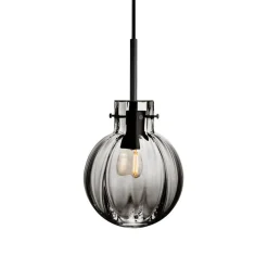 HADELAND GLASSVERK Taklamper|Krystallkuler-KRYSTALLKULE TAKLAMPE OPTIKK RØKGRÅ 160MM Røkgrå