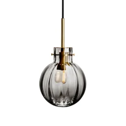 HADELAND GLASSVERK Taklamper|Krystallkuler-KRYSTALLKULE TAKLAMPE OPTIKK RØKGRÅ 160MM Røkgrå