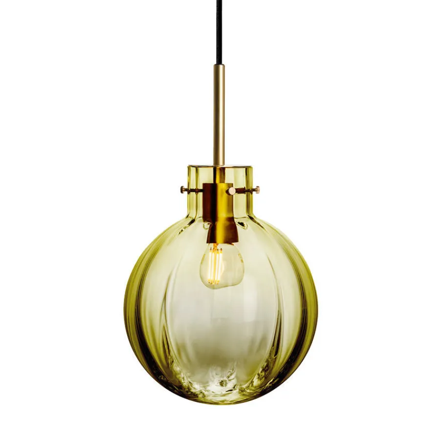 HADELAND GLASSVERK AS Taklamper|Krystallkuler-KRYSTALLKULE TAKLAMPE OPTIKK 200MM Oliven
